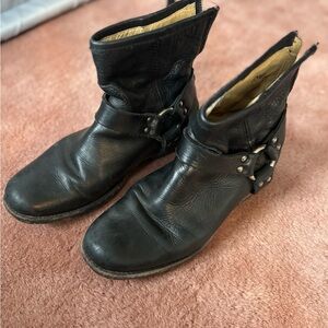 Frye Black Leather Ankle Booties
